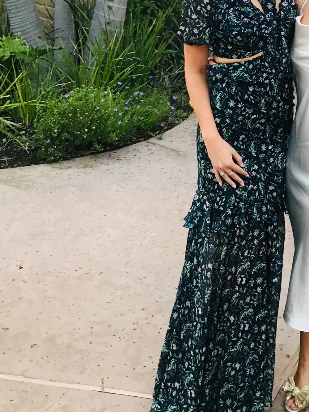 AMUR Dark Green Floral Maxi Dress